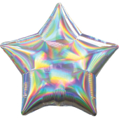 SILVER IRIDESCENT STAR gaisa balons 45 СM