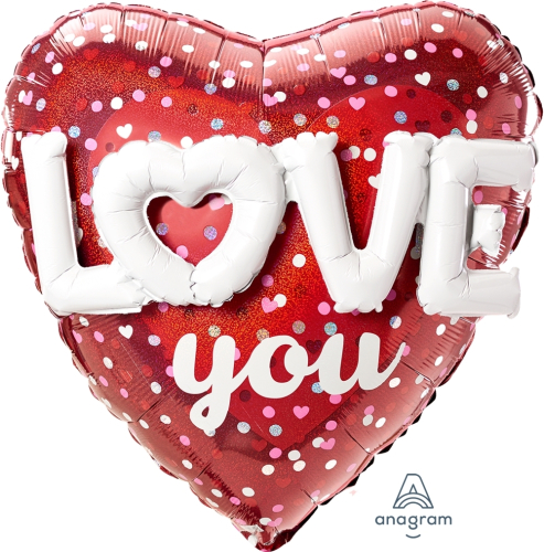 LOVE you фольгированный шар 91 cm