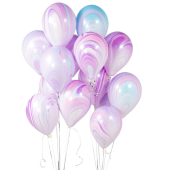 Iepakojums ar 14 ballīšu baloniem Unicorn Marble Party