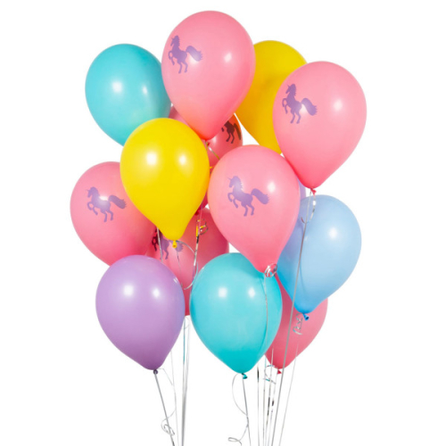 Iepakojums ar 14 ballīšu baloniem Unicorn Print Party