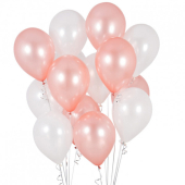 Iepakojums ar 14 ballīšu baloniem Rose Gold and White Party