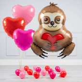 Hēlija balonu pušķis "Sloth with heart"