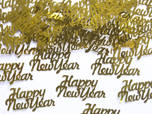 Конфетти Happy New Year, золото, 4 x 2cm, 3g