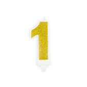 Birthday candle Number 1, gold, 7cm