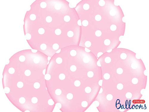 Balloons 30cm, Dots, Pastel Baby Pink (1 pkt / 50 pc.)