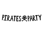 Banner Pirates Party, melns, 14x100cm