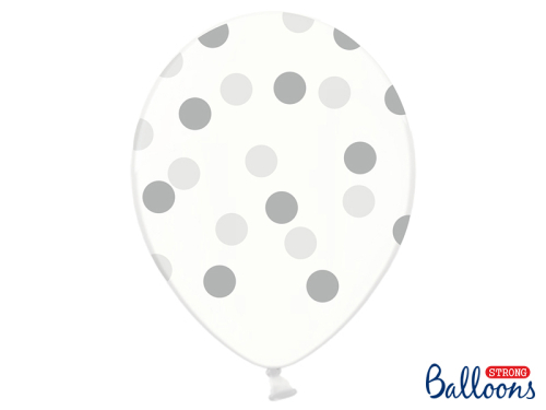 Balloons 30cm, Dots, Crystal Clear (1 pkt / 50 pc.)