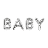 Foil balloon Baby, 262x86cm, silver