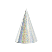 Hologrāfiskas ballīšu cepures, sudraba, 16 cm (1 gab. / 6 gab.)