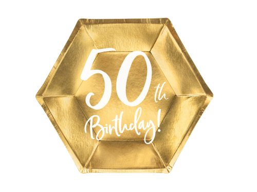 Тарелка 50-летие, золото, 20см (1 шт. / 6 шт.)