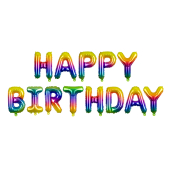 Foil Balloon Happy Birthday, 340x35cm, rainbow