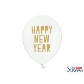 Balloons 30 cm, Happy New Year, Pastel Pure White (1 pkt / 50 pc.)