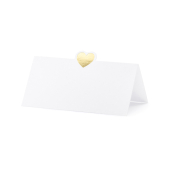 Vietu kartītes - sirds, zelta, 10x5cm (1 gab. / 10 gab.)