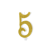 Dzimšanas dienas svece Nr.5, zelts, 10cm
