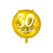 Воздушный шар из фольги 30 лет, золото, 45 см