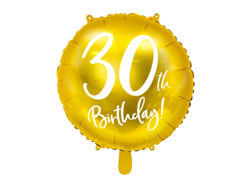 Воздушный шар из фольги 30 лет, золото, 45 см