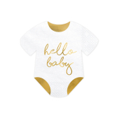 Bērnu audekla salvetes - Hello Baby, balts, 16x16cm (1 gab. / 20 gab.)