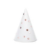 Svētku cepures Punkti, balti, 16 cm (1 gab. / 6 gab.)