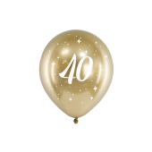 Glossy Balloons 30cm, 40, gold (1 pkt / 6 pc.)