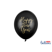 Balloons 30cm, Happy New Year, Pastel Black (1 pkt / 6 pc.)