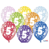 Balloons 30cm, 5th Birthday, Metallic Mix (1 pkt / 50 pc.)