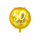 Воздушный шар из фольги 50-летие, золото, 45 см