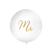 Milzu balons 1 m, kungs, balts
