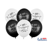 Balloons 30cm, Happy Birthday, Pastel Mix (1 pkt / 6 pc.)