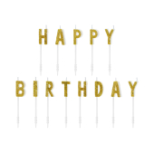 Свечи на день рождения Happy Birthday, золотые, 2.5см (1 шт. / 13 шт.)