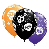 Apdrukāts lateksa balons Halloween Sugar Skulls (30 cm)