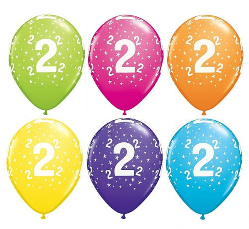 Apdrukāts lateksa balons "2"   (30 cm)