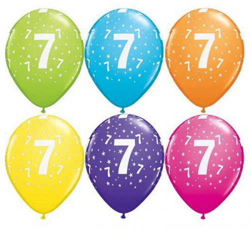 Apdrukāts lateksa balons "7"   (30 cm)