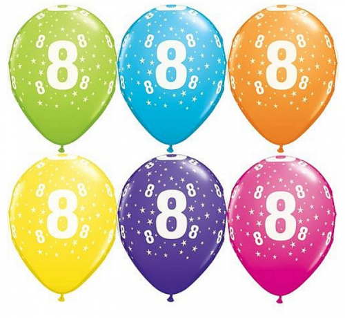 Apdrukāts lateksa balons "8"   (30 cm)