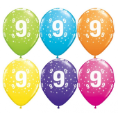 Воздушный Шар с рисунком "9"   (30 см)