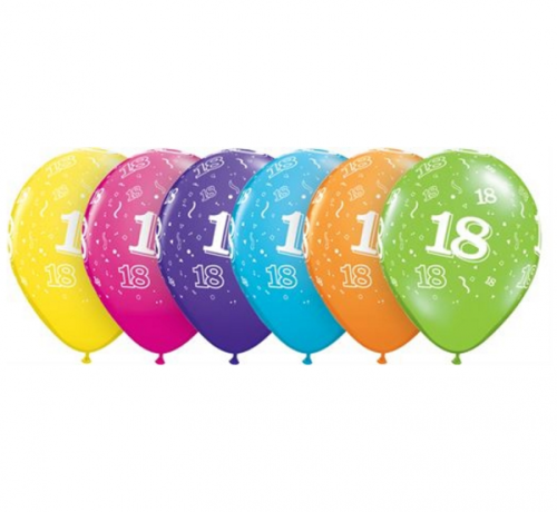 Apdrukāts lateksa balons "18"   (30 cm)