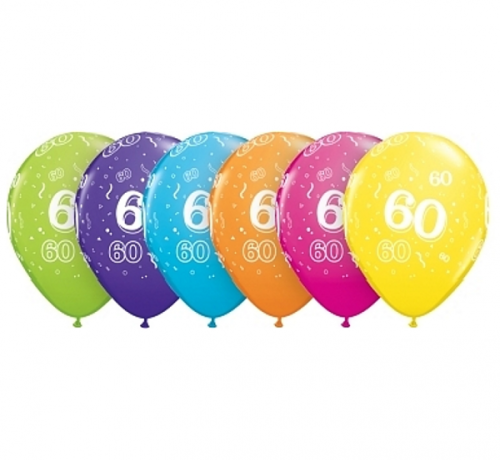 Apdrukāts lateksa balons "60"   (30 cm)