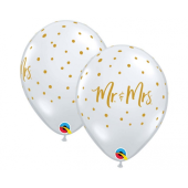 Воздушный Шар с рисунком Mr. & Mrs. gold dots (30 см)