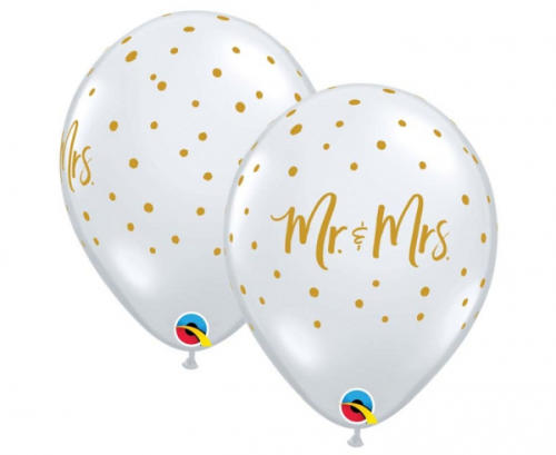 Воздушный Шар с рисунком Mr. & Mrs. gold dots (30 см)