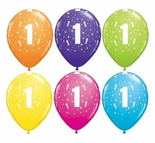 Apdrukāts lateksa balons "1" (30 cm)