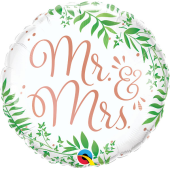 45 cm Folija balons Mr&Mrs Elegant Greenery