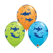 Apdrukāts lateksa balons FUN SHARKS (30 cm)