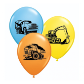 Apdrukāts lateksa balons"with overprint." Excavator and other vehicles " (30 cm)