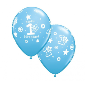 Apdrukāts lateksa balons"with overprint " 1st Happy Birthday " (30 cm)