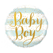 45 cm Folija balons Baby Boy, blue stripes