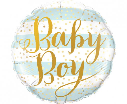 45 cm Folija balons Baby Boy, blue stripes