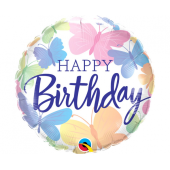 Воздушный шар из фольги 45 см Happy Birthday, butterflies