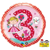 45 cm Folija balons 3 for girls "