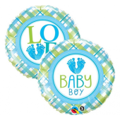 45 cm Folija balons CIR "Baby Boy Lo(FEET)e"