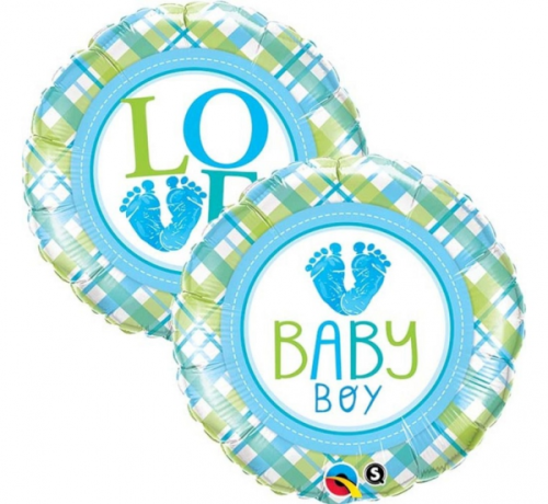 45 cm Folija balons CIR "Baby Boy Lo(FEET)e"