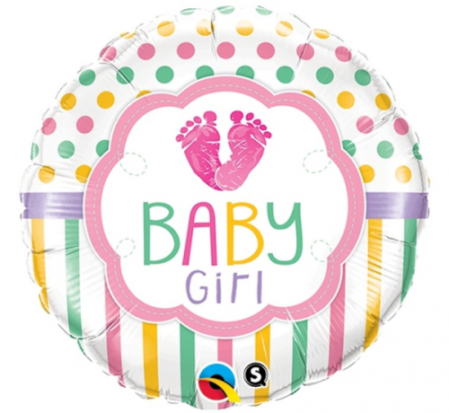 45 cm Folija balons CIR "Baby Girl Lo(FEET)e"